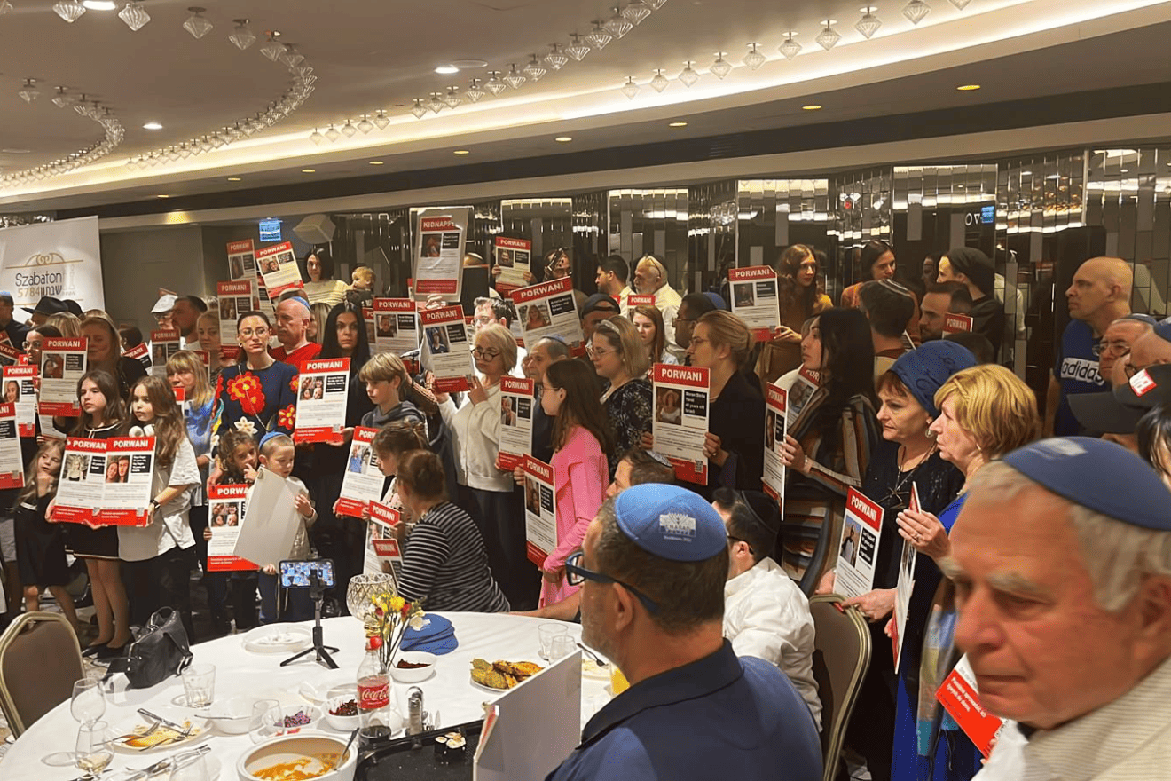 A multi-city communal gathering in Warsaw demonstrated the strength and solidarity of the revived Polish Jewish community, as well as showed support for the State of Israel and missing hostages, over the weekend of Nov. 11, 2023. Credit: Courtesy.