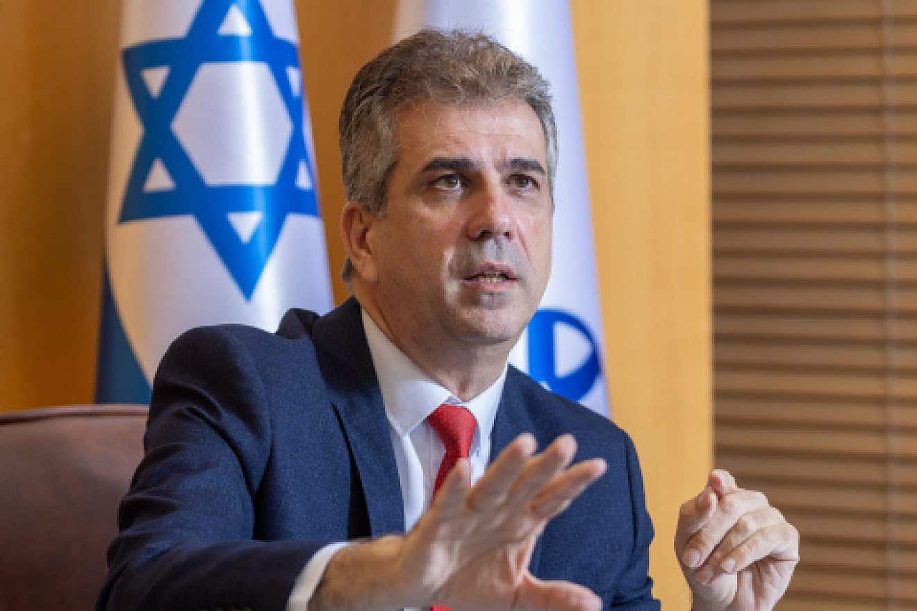 Then-Israeli Foreign Minister Eli Cohen at the Ministry of Foreign Affairs in Jerusalem, June 12, 2023. Photo by Yossi Aloni/Flash90.