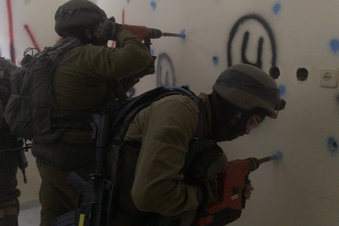 Israeli forces preparing for demolition the home of one of the Hamas terrorists responsible for the June shooting attack that killed four Israelis near Eli, Nov. 14, 2023. Credit: IDF.
