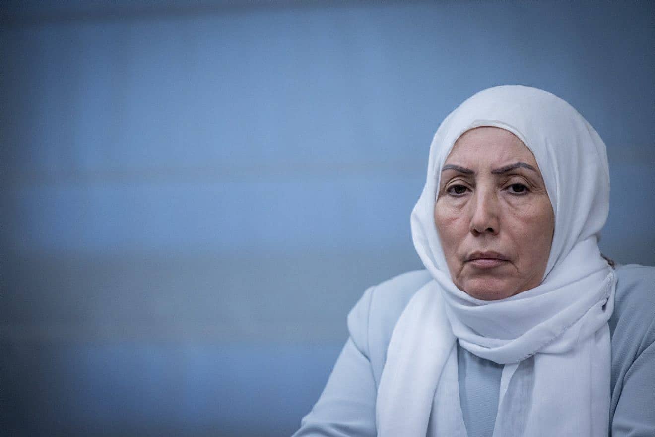 MK Iman Khatib-Yasin attends a faction meeting at the Knesset in Jerusalem, July 17, 2023. Photo by Chaim Goldberg/Flash90.