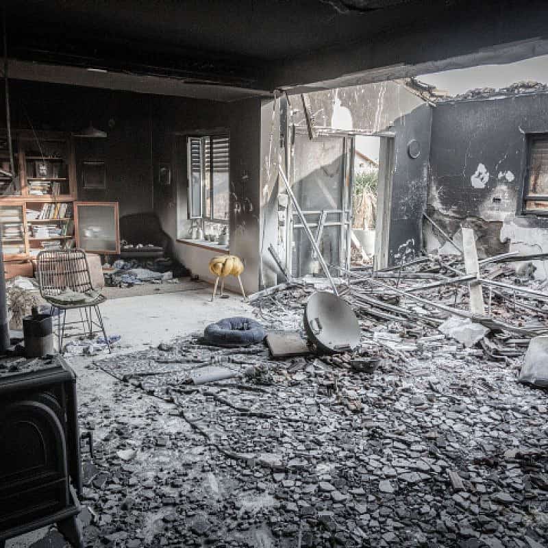 Kibbutz Be'eri after the Oct. 7 Hamas terrorist attack, Oct. 25, 2023. Photo by Edi Israel/Flash90.