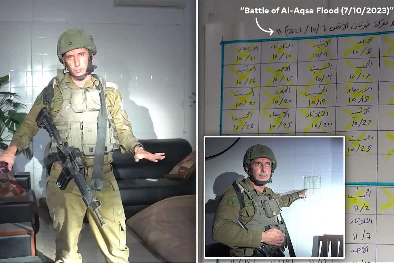 IDF Spokesperson Rear Adm. Daniel Hagari exposes Hamas-built tunnels and other terror infrastructure underneath Rantisi Hospital in the Gaza Strip on Nov. 13, 2023. Credit: IDF.