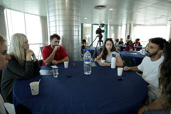 Survivors of Hamas's Oct. 7 music festival massacre meet with students from the University of Haifa International School, Nov. 6, 2023. Credit: University of Haifa.