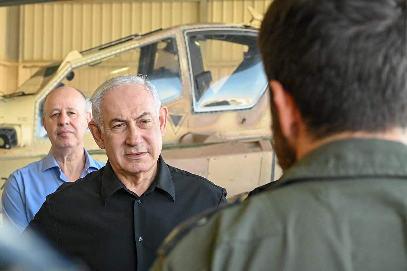 Israeli Prime Minister Benjamin Netanyahu tours Ramon Air Force Base in the Negev Desert, Nov. 5, 2023. Photo by Koby Gideon/GPO.