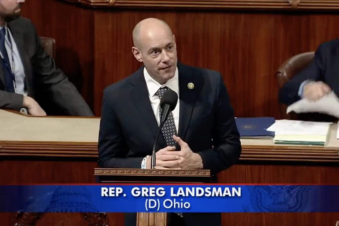 Rep. Greg Landsman (D-Ohio) speaks on the House floor. Source: X/@ RepGregLandsman.