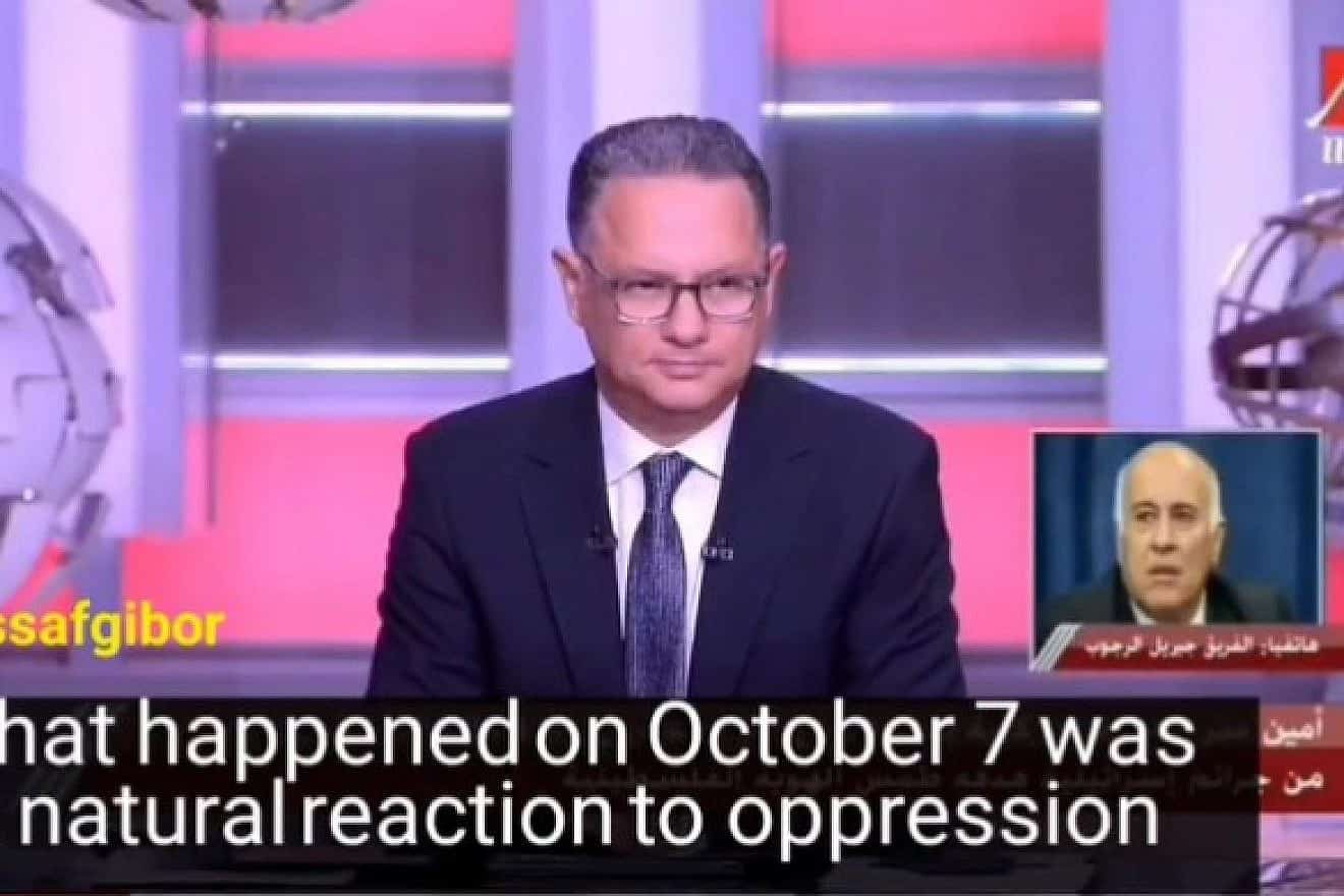Jibril Rajoub, a senior official in the Palestinian Authority’s ruling Fatah faction, during an interview with MBC News. Source: X/screenshot.