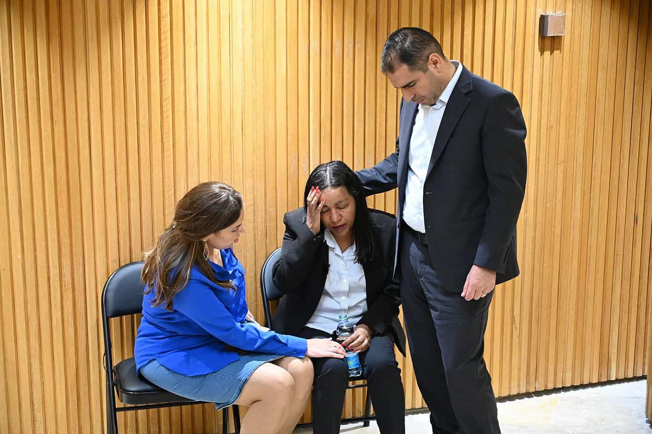 Members of Knesset after viewing a compilation of video footage showing some of the atrocities that Hamas terrorists committed, Nov. 1, 2023. Photo by Yoav Dudkevitch/TPS.