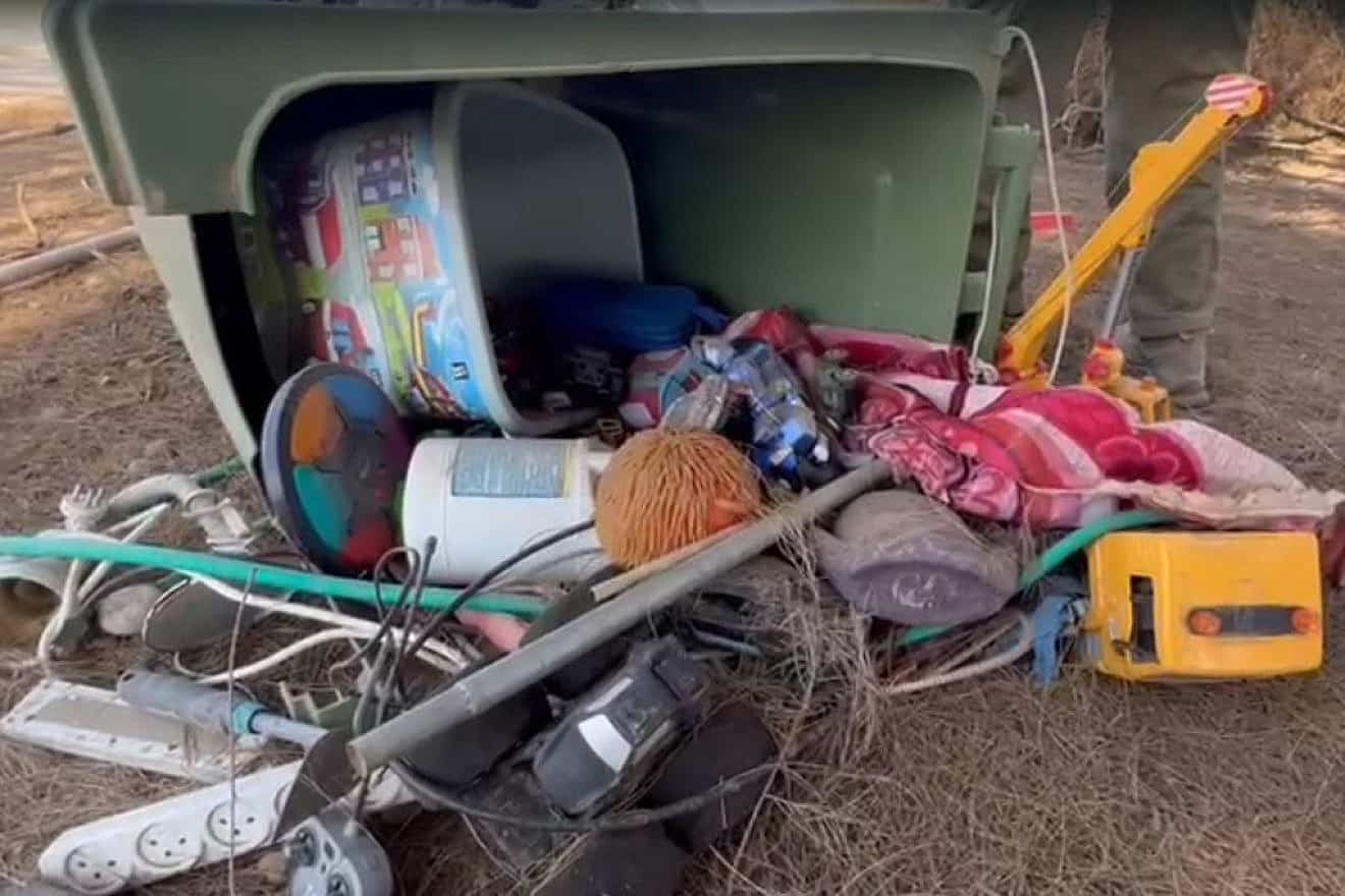 Items stolen from southern Israel and found by soldiers near the Gaza border on Nov. 1, 2023. Credit: TPS.