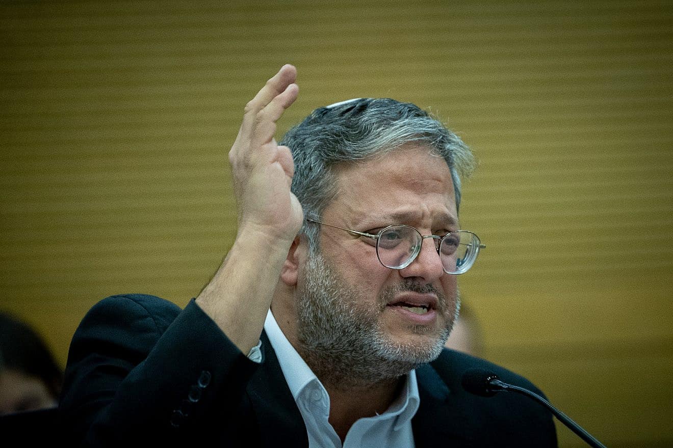 Israeli National Security Minister Itamar Ben-Gvir attends a meeting at the Knesset, Nov. 20, 2023. Photo by Yonatan Sindel/Flash90.