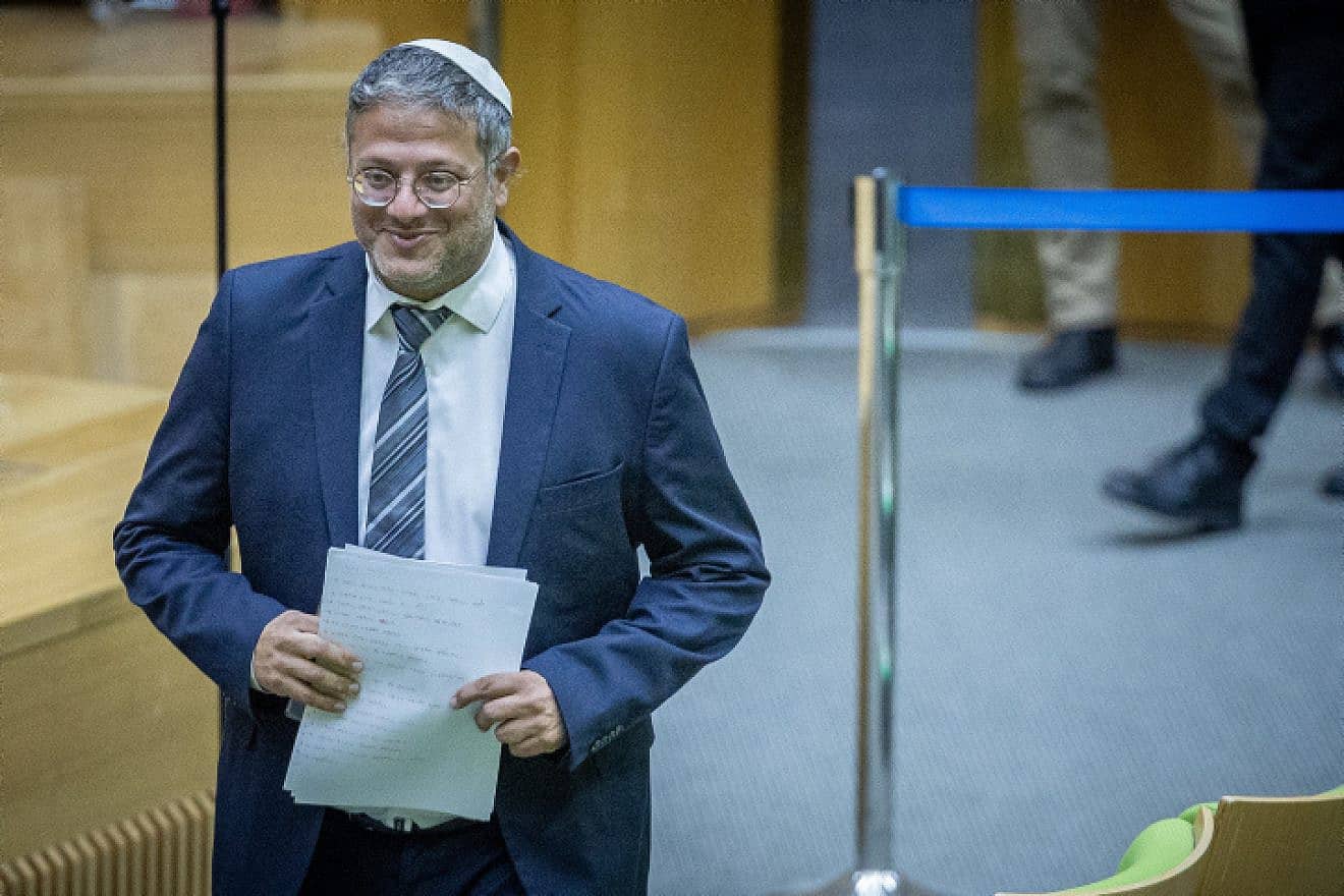 Itamar Ben-Gvir, Minister of National Security, during a discussion and a vote at the Knesset, Sept. 19, 2023. Photo by Yonatan Sindel/Flash90.