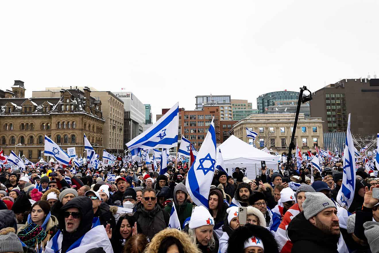 An estimated 20,000 attend an Israel solidarity rally on Parliament Hill in Ottawa, Canada, on Dec. 4, 2023. Credit: UJA Federation of Greater Toronto.