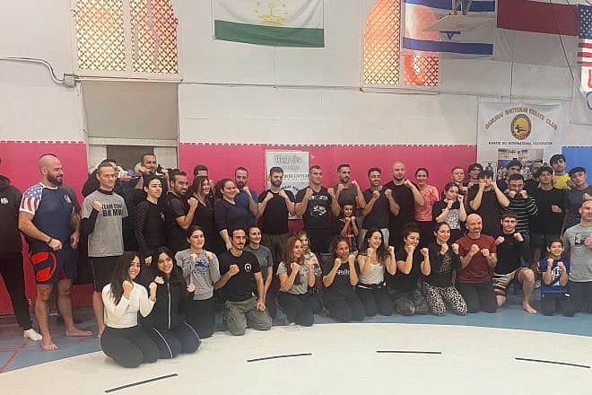 Participants in a self-defense training session, offered at no cost by mixed martial arts expert Nathan Levy, in Brooklyn, N.Y., December 2023. Credit: Courtesy.