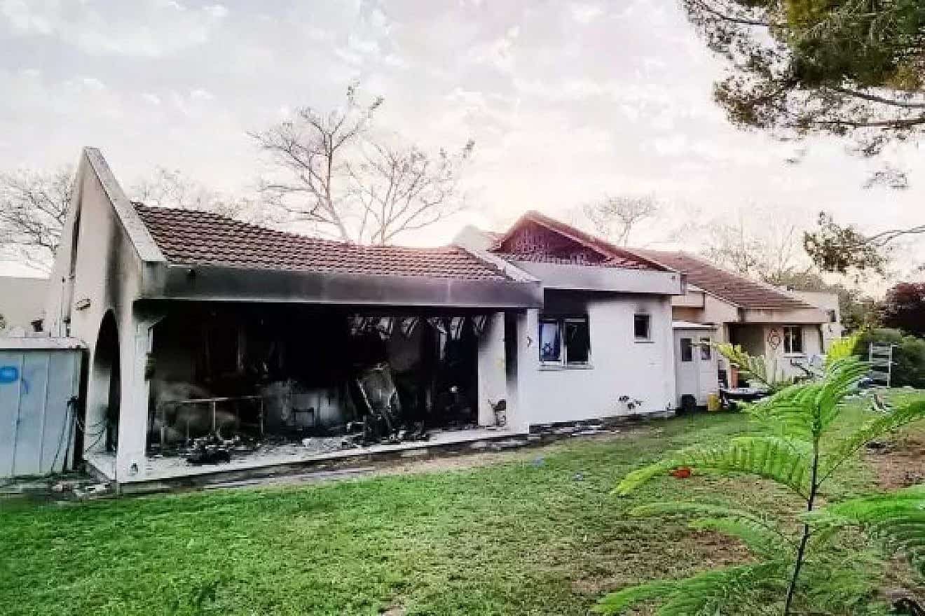 A home at Kibbutz Nir Oz destroyed by Hamas terrorists. Photo by Shahar Vahab.