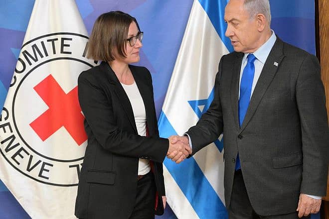 Israeli Prime Minister Benjamin Netanyahu meets in Tel Aviv with International Committee of the Red Cross president Mirjana Spoljaric, Dec. 14, 2023. Photo by Haim Zach/GPO.
