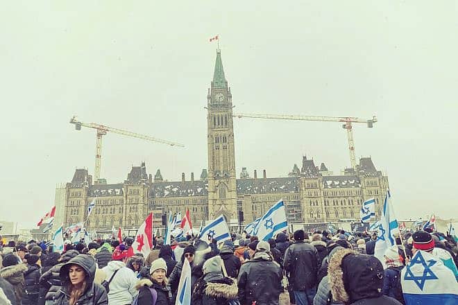An estimated 20,000 attended an Israel solidarity rally on Parliament Hill in Ottawa on Dec. 4, 2023. Photo by Robert Walker.