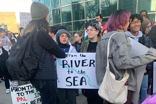 An anti-Israel protest at the University of Alberta in Edmonton, Canada. Photo by Rachel Cook.
