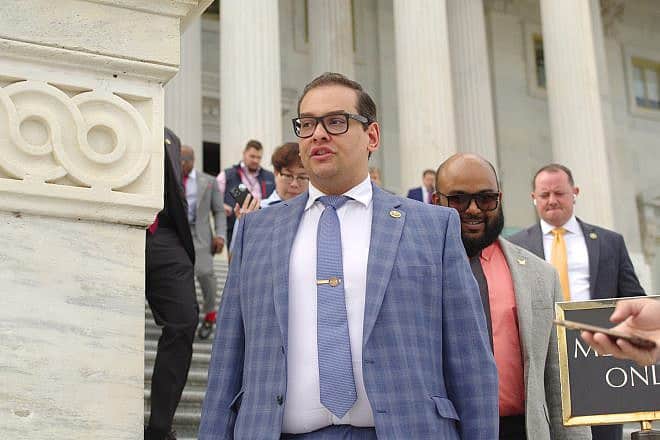 Rep. George Santos (R-N.Y.) leaves the Capitol after voting no on a bill to avert a government shutdown on Sept. 9, 2023. Credit: Philip Yabut/Shutterstock.