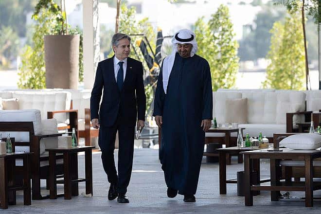 U.S. Secretary of State Antony Blinken meets with UAE President Sheikh Mohammed bin Zayed Al Nahyan in Abu Dhabi, United Arab Emirates on Jan. 8, 2024. Credit: Chuck Kennedy/U.S. State Department.