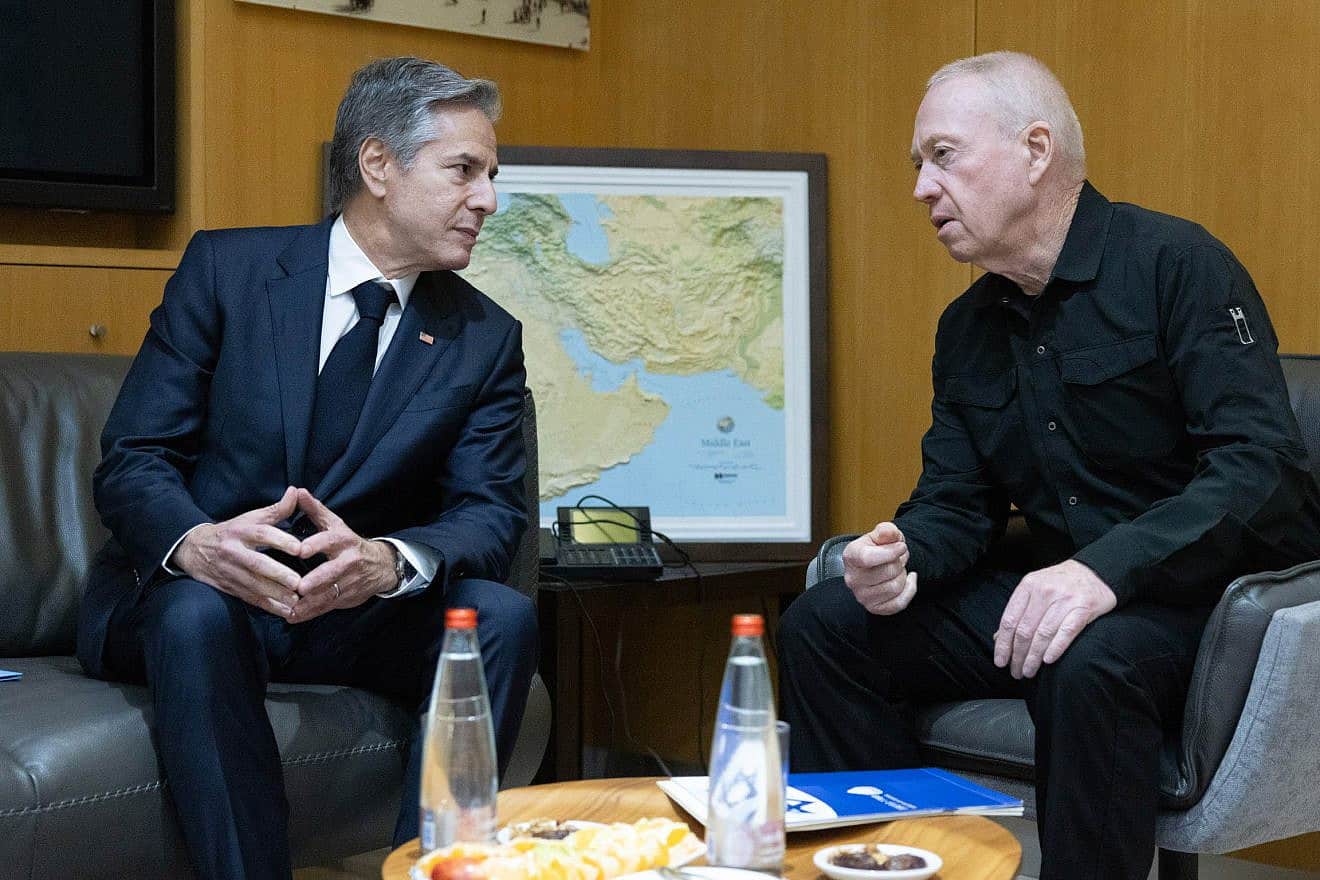 U.S. Secretary of State Antony Blinken meets with Israeli Defense Minister Yoav Gallant in Tel Aviv on Jan. 9, 2024. Credit: Chuck Kennedy/U.S. State Department.
