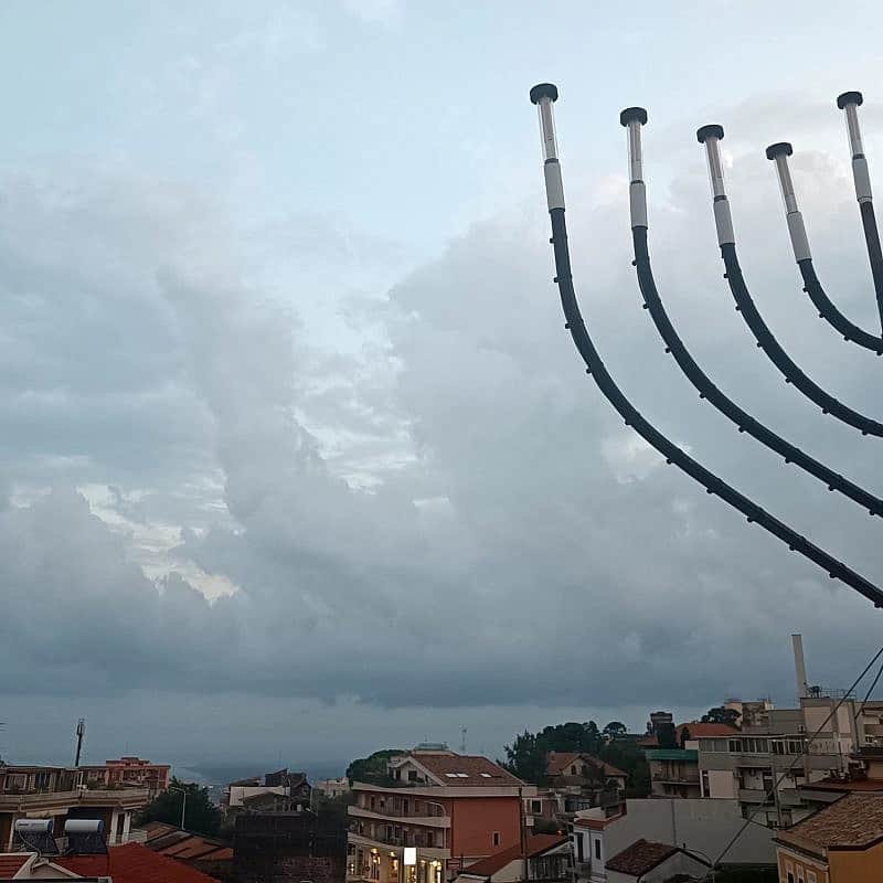 A Chanukah menorah overlooks the Sicilian city of Catania, where Jews observed the High Holidays for the first time since the Spanish Inquisition eradicated Hebraic life on the largest island in the Mediterranean more than 500 years ago, Sept. 29, 2023. Photo by Michal Eliasy Marks.