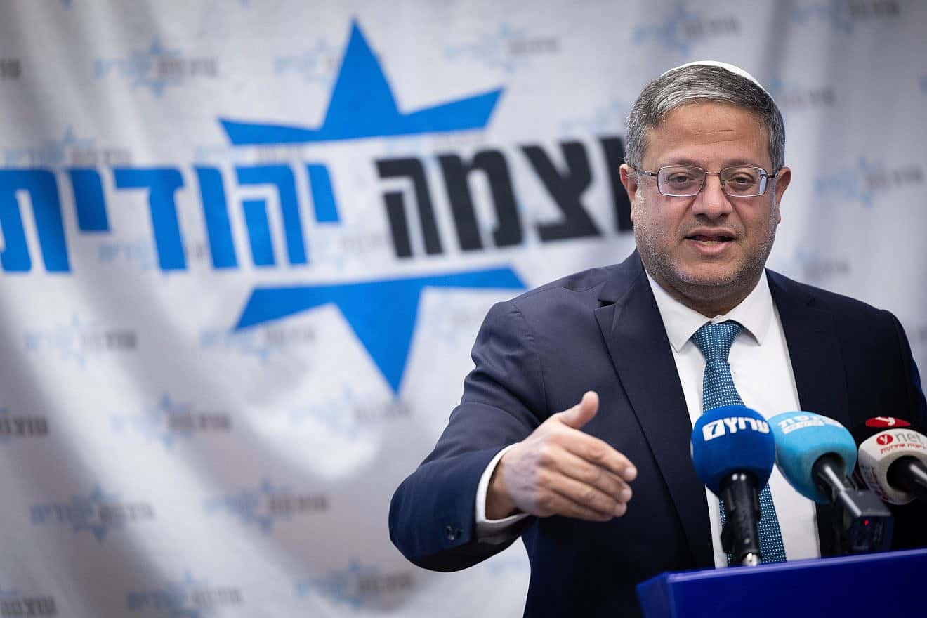 National Security Minister and Otzma Yehudit Party head Itamar Ben-Gvir leads a faction meeting at the Knesset in Jerusalem, Jan. 29, 2024. Photo by Yonatan Sindel/Flash90.