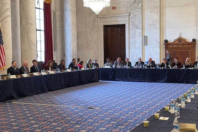 Sen. Ben Cardin (D-Md.), chair of the Senate Foreign Relations Committee, delivered remarks at an event honoring the work and lives of 60 diplomats who helped Jews fleeing the Nazis, as recognized by the Forgotten Heroes of the Holocaust Congressional Gold Medal Act, Jan. 23, 2023. Credit: Courtesy.