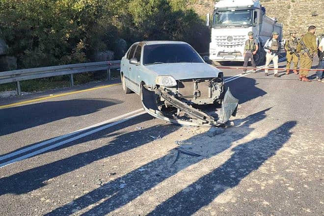 An Israeli man was killed in a terrorist shooting along Route 465 in the Binyamin region of Samaria, Jan. 7, 2024. Credit: TPS.