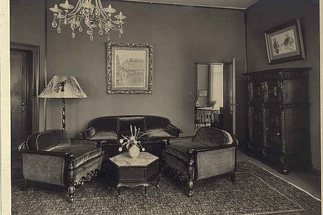 Jacob Abraham Camille Pissarro's 1897 painting “Rue Saint-Honoré in the Afternoon. Effect of Rain,” in Lilly Cassirer Neubauer's parlor before the work's forced sale to the Nazis. Credit: Courtesy of the Cassirer family.