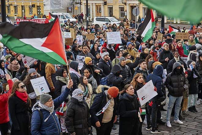 A pro-Palestinian rally in Helsinki, Finland, on Oct. 21, 2012. Credit: Rajatonvimma/VJ Group Random Doctors via Wikimedia Commons.