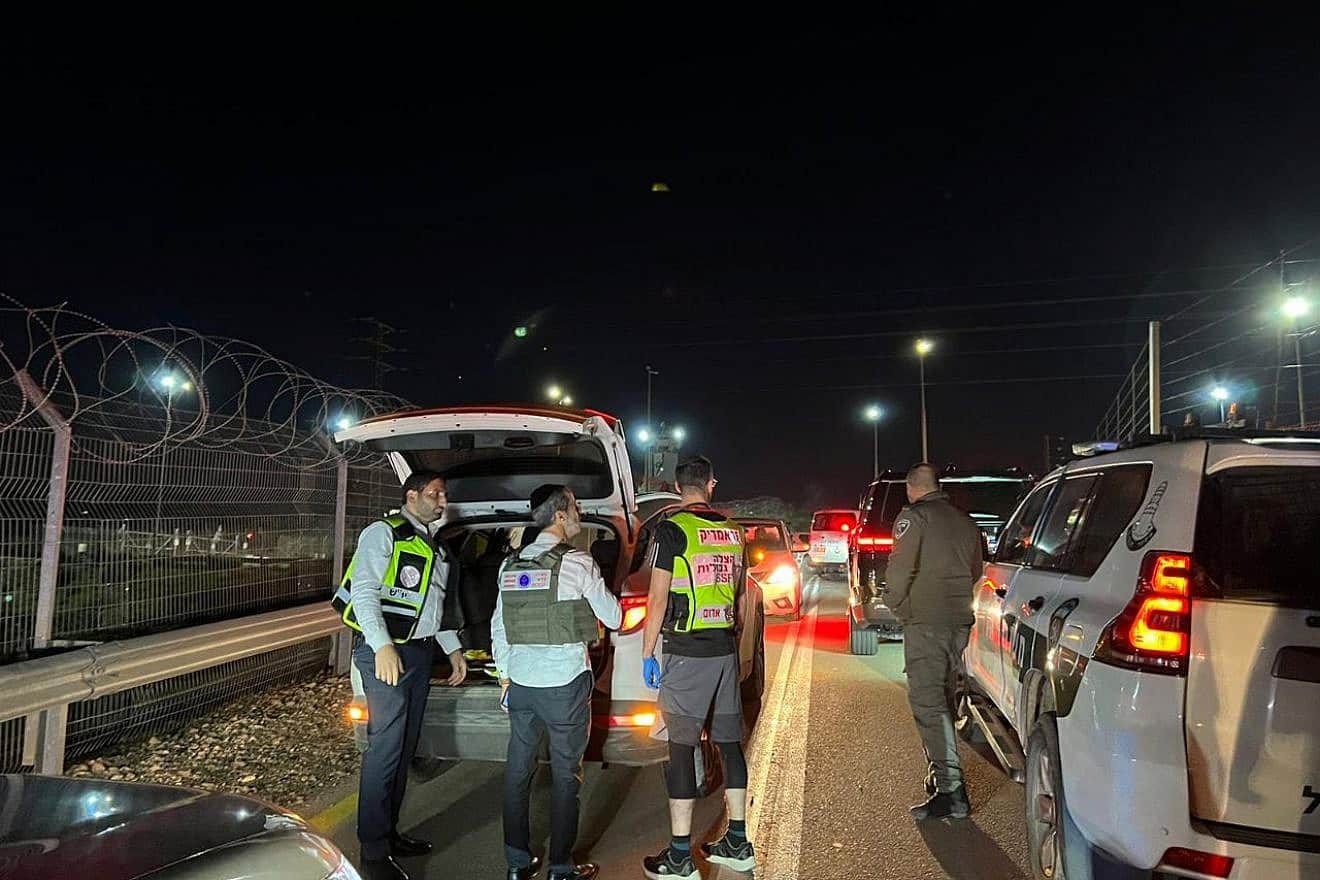 The scene of a car-ramming attack outside Jerusalem, Jan. 7, 2024. Photo by Rescuers Without Borders (Hatzalah Judea and Samaria).