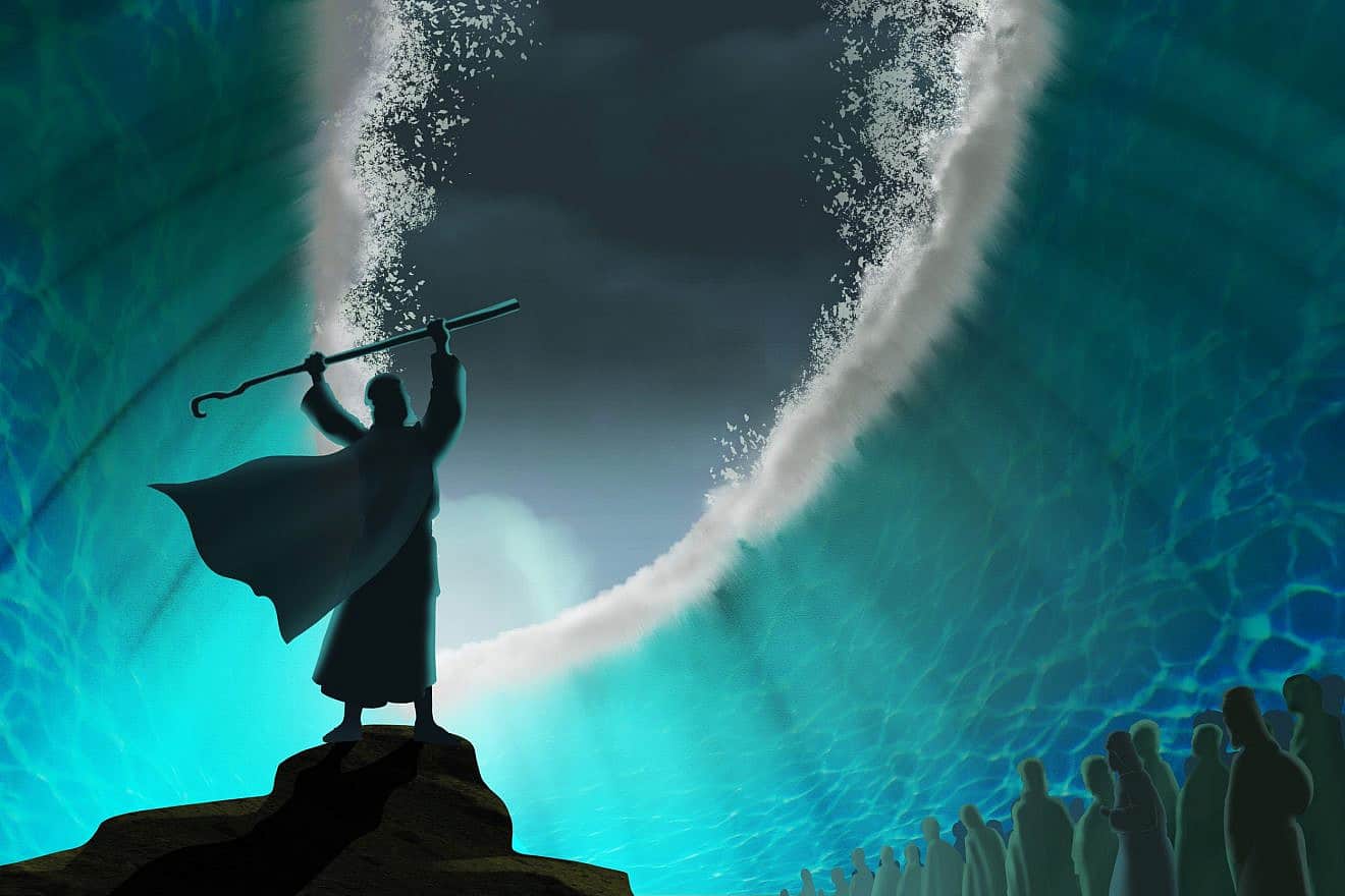 An illustration of Moses parting the sea. Image: Mashosh/Shutterstock