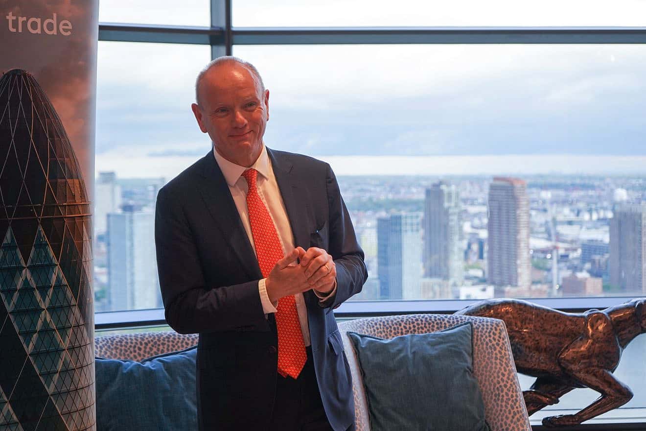 Mike Freer, a member of the British Parliament who represents a London constituency in which about 20% of voters are Jewish, speaks at a reception at the British residence in New York City in May 2023. Credit: Flickr/UKinUSA via Wikimedia Commons.