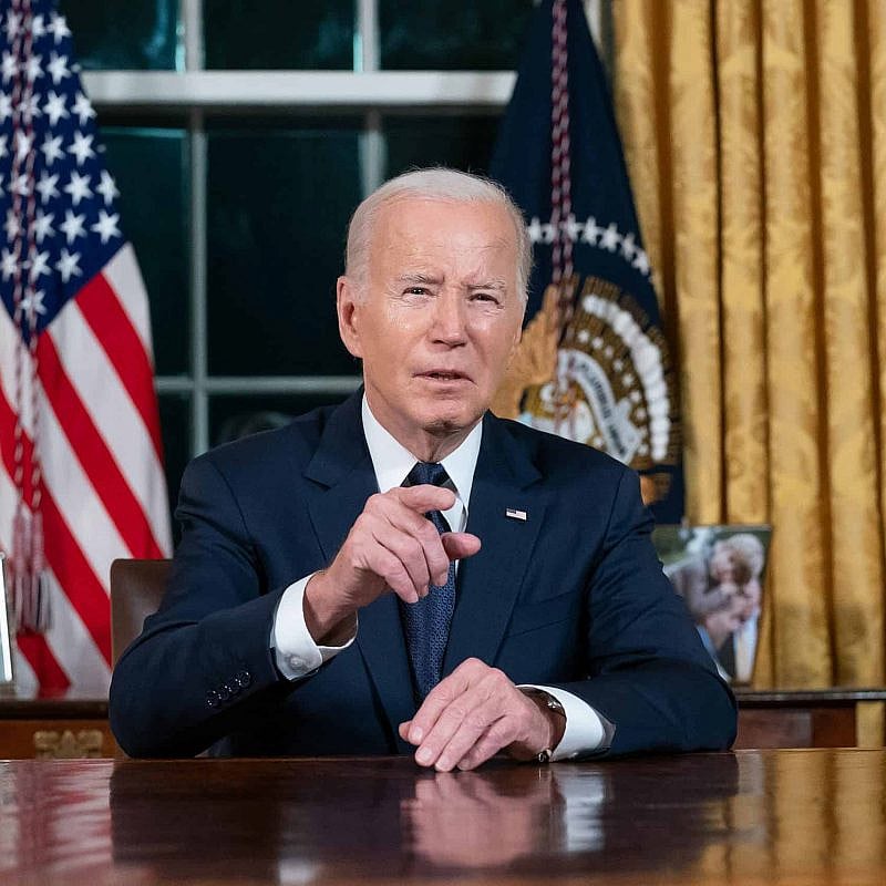 U.S. President Joe Biden addresses the nation from the Oval Office about the response to the recent Hamas invasion of Israel and Russia’s ongoing war on Ukraine, Oct. 19, 2023. Photo by Oliver Contreras/White House.