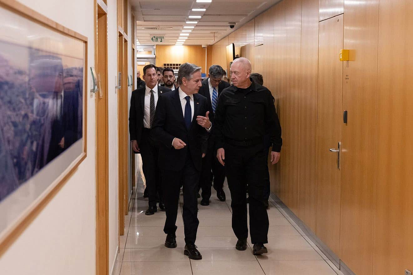 Antony Blinken, the U.S. secretary of state, meets with Israeli Defense Minister Yoav Gallant in Jerusalem on Feb. 7, 2024. Credit: Chuck Kennedy/U.S. State Department.