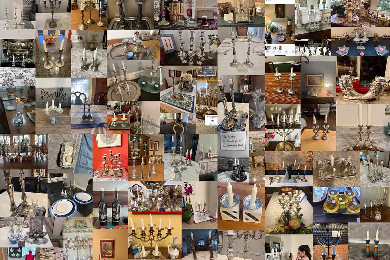 A collage of Shabbat candles lit to stand in support of Israel, organized by Chabad-Lubavitch women emissaries, February 2024. Credit: Courtesy.