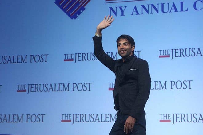 Mosab Hassan Yousef speaks at the annual Jerusalem Post Conference held in New York City, May 22, 2016. Photo by Marc Israel Sellem/POOL.