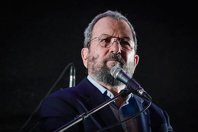 Former Prime Minister Ehud Barak speaks during a protest against judicial reform in Tel Aviv, June 24, 2023. Photo by Avshalom Sassoni/Flash90.