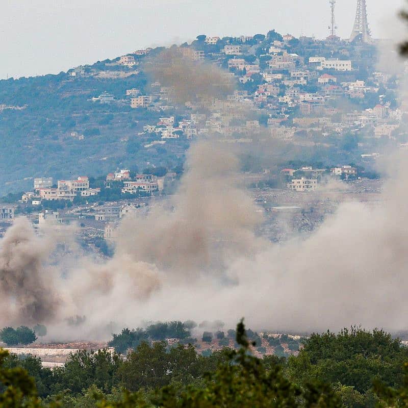 Smoke rises following an Israeli Air Force strike in Southern Lebanon, Oct. 9, 2023. Photo by David Cohen/Flash90.