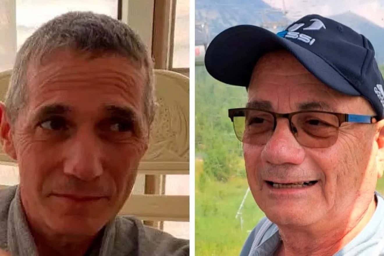 The freed Israeli hostages Fernando Simon Marman, 60, left, and Louis Har, 70, from Kibbutz Nir Yitzhak. Source: X.
