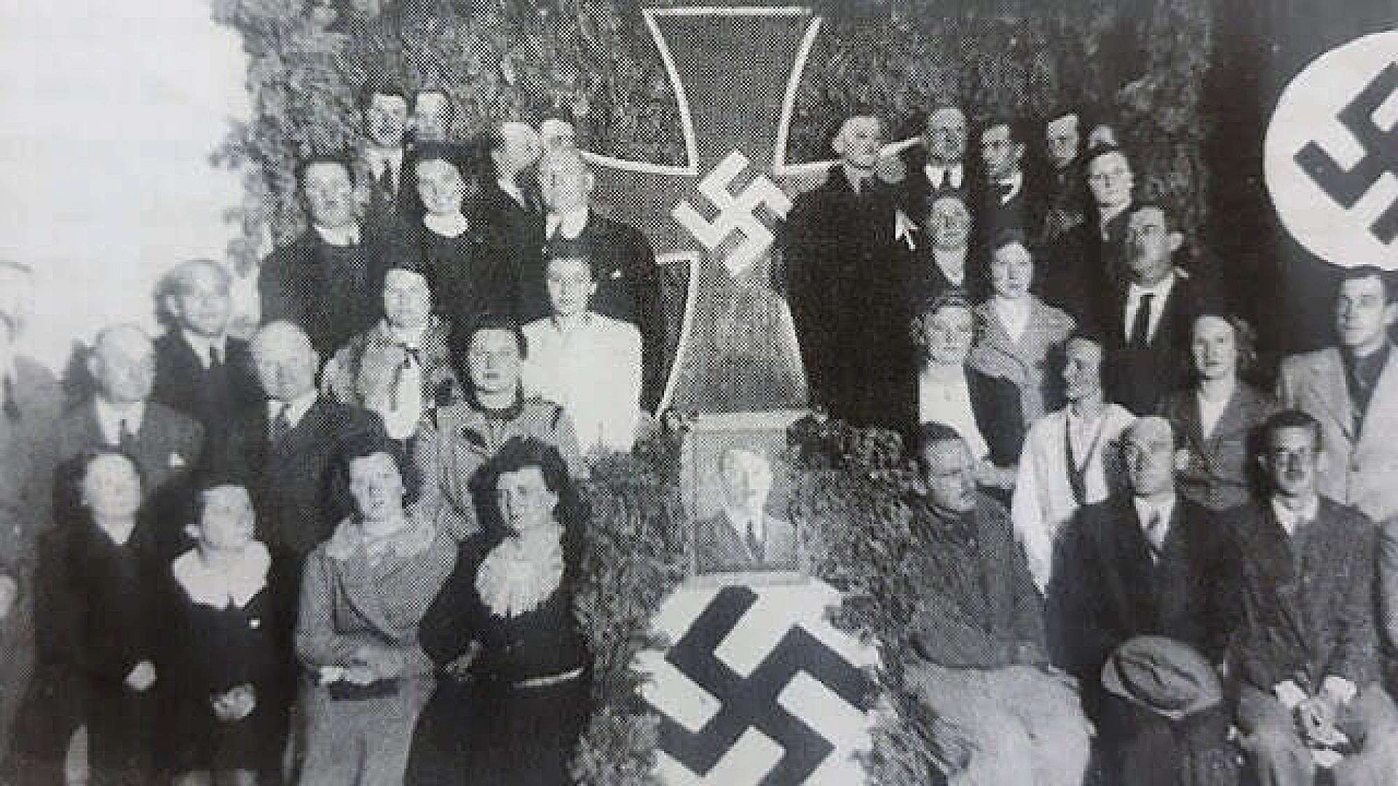 A Nazi gathering in Bariloche, Argentina, in the 1940s. Credit: Public Domain.