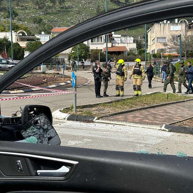 Two Israelis were wounded by a Hezbollah rocket in Kiryat Shmona, close to the border with Lebanon, Feb. 13, 2024. Photo by Erez Ben Simon/TPS.