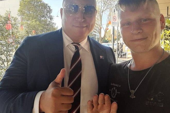 Ralph Babet, who represents Victoria in the Australian Senate, appeared in a photo with Nathan Bull, a self-described neo-Nazi, on Feb. 17, 2024. Source: Nathan Bull/X.