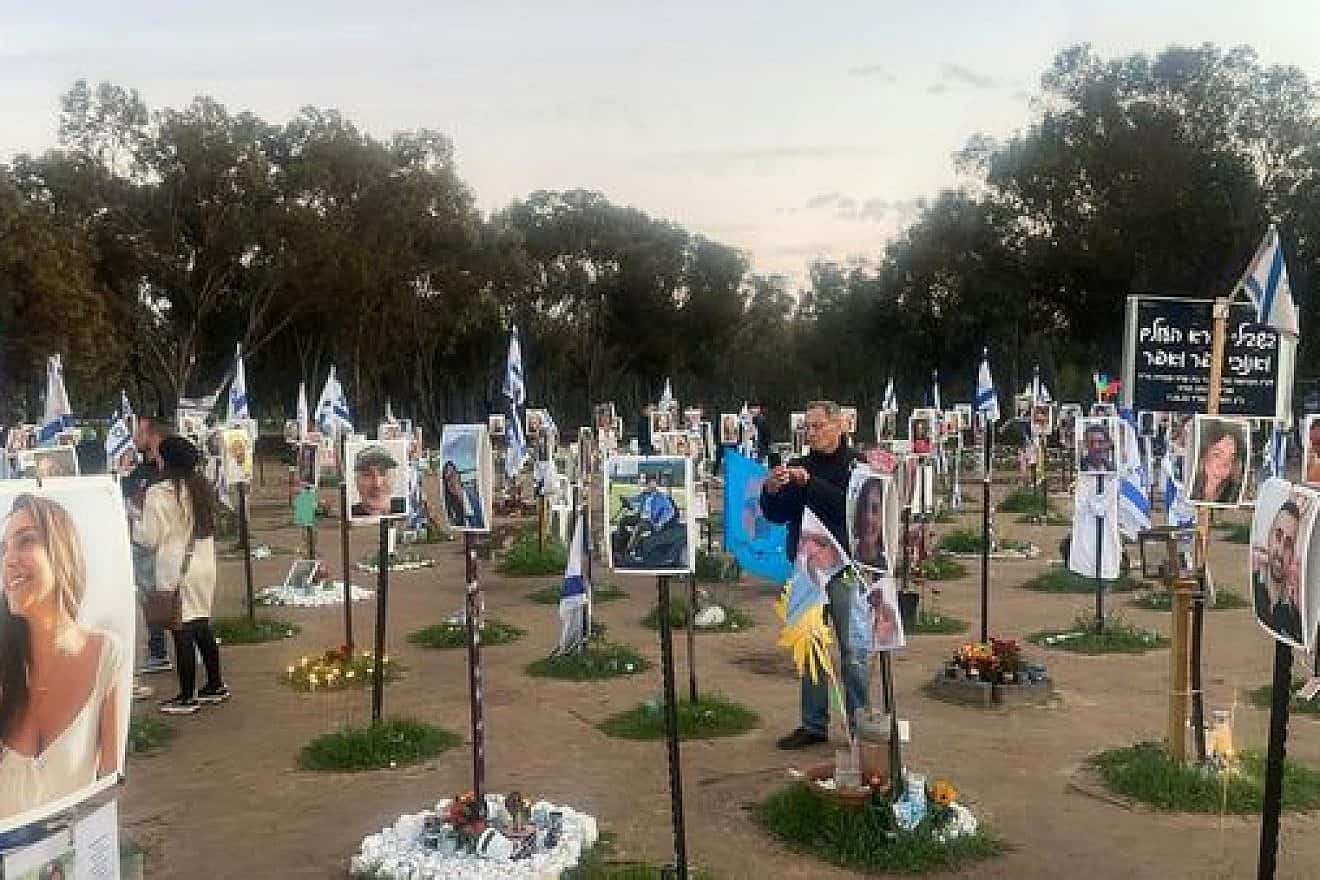 The South African solidarity mission visits the scene of the Nova music festival massacre, Feb. 19, 2024. Credit: SAZF/X.