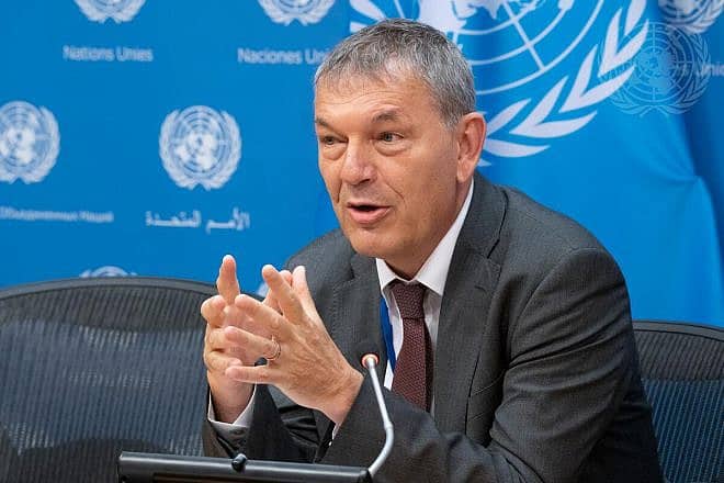 Philippe Lazzarini, commissioner-general of the U.N. Relief and Works Agency (UNRWA), at a press briefing on June 1, 2023 in New York. Credit: Evan Schneider/U.N. Photo.