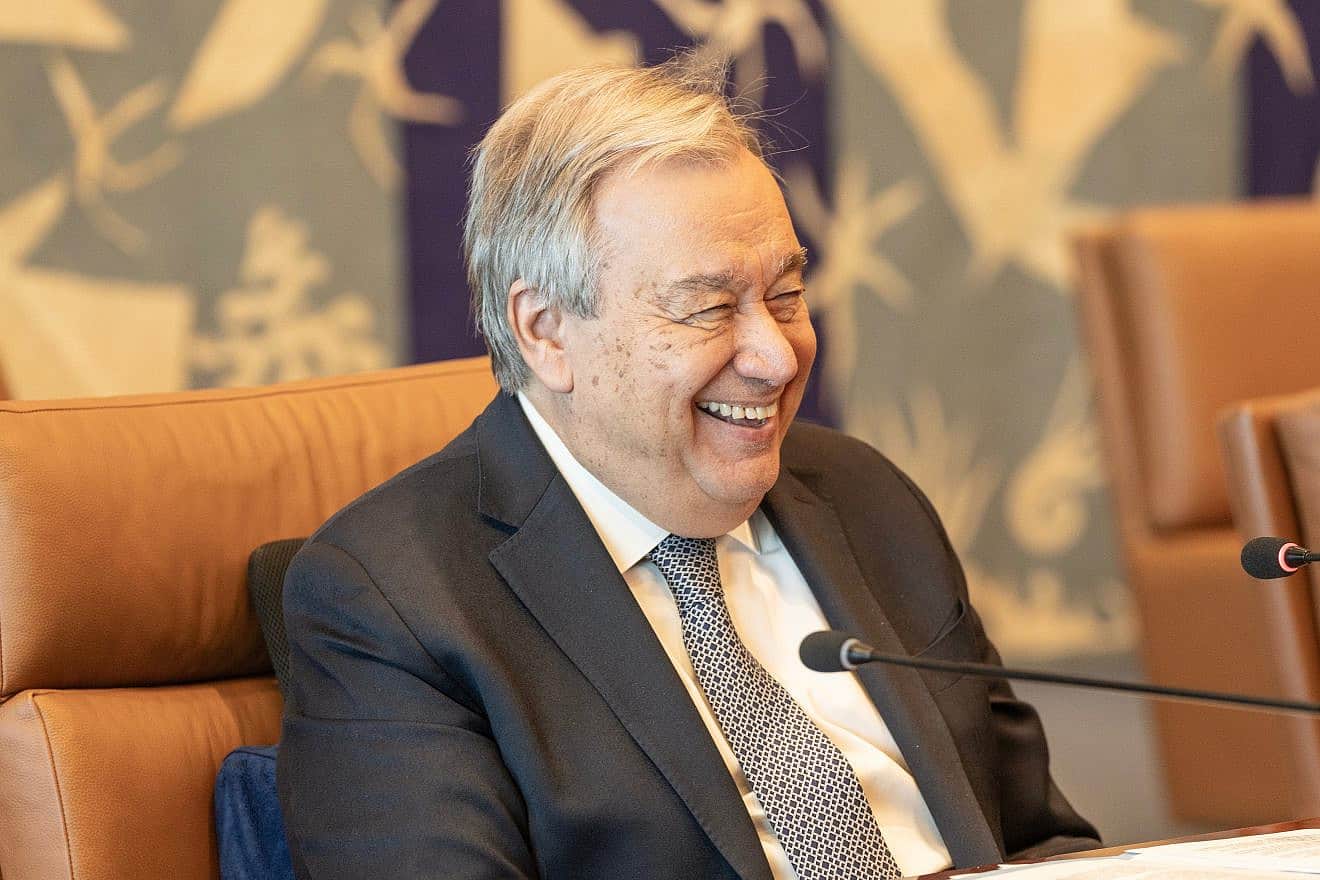 António Guterres, the U.N. secretary-general, meets with Queen Maxima of the Netherlands at U.N. headquarters in New York on Jan. 11, 2024. Credit: Lev Radin/Shutterstock.