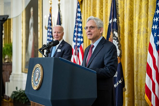 U.S. Attorney General Merrick Garland delivers remarks during a Medal of Valor ceremony on May 16, 2022, in the East Room of the White House as U.S. President Joe Biden looks on. Credit: Adam Schultz/White House.