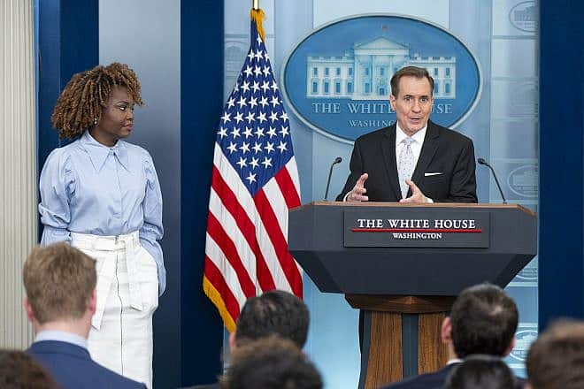 National Security Council coordinator for strategic communications John Kirby holds a daily briefing on March 5, 2024 at the White House alongside Karine Jean-Pierre, the White House press secretary. Credit: Oliver Contreras/White House.