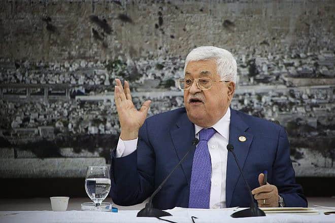 Palestinian Authority chief Mahmoud Abbas speaks during a meeting in Ramallah, July 25, 2019. Credit: Flash90.