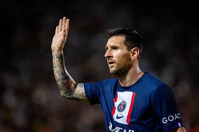 Paris Saint-Germain player Lionel Messi at Bloomfield Stadium in Tel Aviv, July 31, 2022. Photo by Oren Ben Hakoon/Flash90.