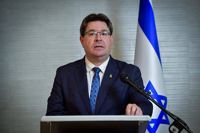 Israeli Innovation, Science and Technology Minister Ofir Akunis speaks to the press in Tel Aviv, Jan. 17, 2024. Photo by Avshalom Sassoni/Flash90.